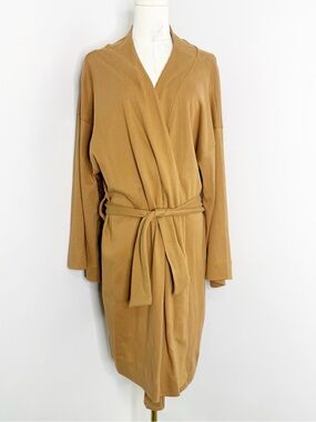 Kotn Kimono Robe Size Large Camel Ribbed 100% Cotton Belted NWT